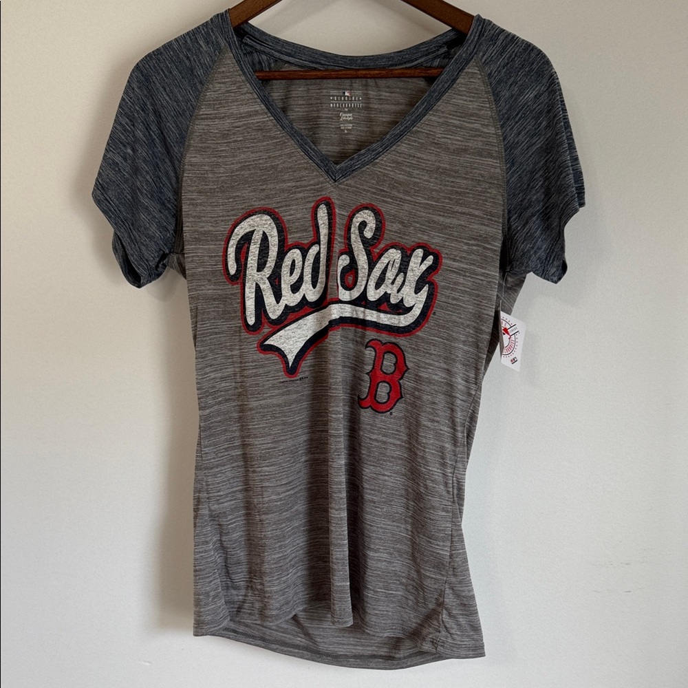 Gray and Blue Women's Boston Red Sox Top